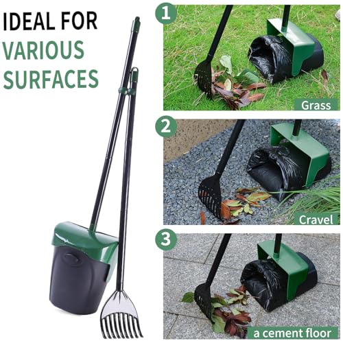 ienjoyed Pooper Scooper Large Swivel Bin & Rake with 160 Waste Bags,Heavy Duty Dog Pooper Scooper with Bag Attachment for Dogs, Long Handle Poop Scooper with Lid for Yard, Grass, Gravel(Dark Green) - color: Dark Green