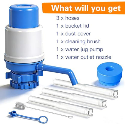Gofriipai Water Pump for 5 Gallon jug,Universal 5 Gallon Water Dispenser,Manual Water jug Pump Fits 2-5-Gallon Jugs for Crown Top and Screw Top Jugs