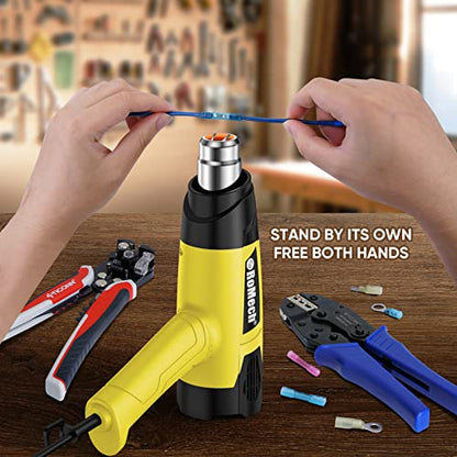 1500W Heavy Duty Heat Gun, Variable Temperature Control Hot Air Gun Kit with 2 Air Flow 120°F~1200°F and 4 Nozzles for Crafts Shrink Wrap (Yellow) - color: Yellow