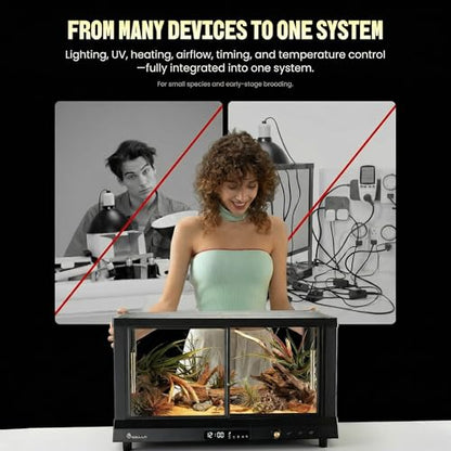 All-in-ONE Smart Reptile Tank, Reptile Enclosure，Terrarium Tank，Screen Ventilation Habitat，Amphibians，Suitable for Keeping Lizards, Geckos and Snakes (Black, CP1) - color: BLACK, size: CP1