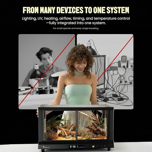 All-in-ONE Smart Reptile Tank, Reptile Enclosure，Terrarium Tank，Screen Ventilation Habitat，Amphibians，Suitable for Keeping Lizards, Geckos and Snakes (Marble, CP1) - color: MARBLE, size: CP1