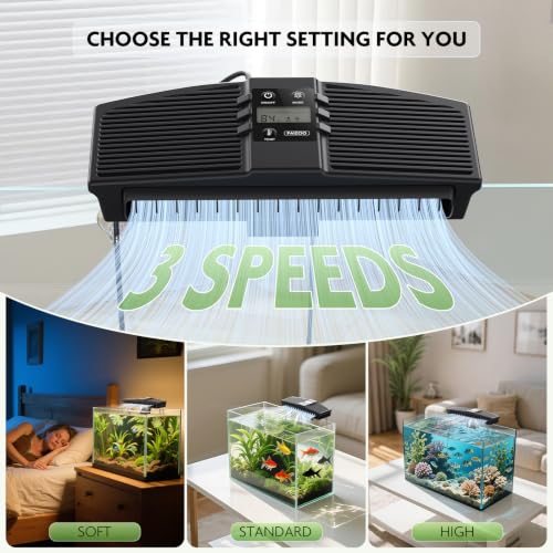 PAIZOO Aquarium Chiller Fan with Temp Probe & LCD Display, Cooling 3-7℉, 7W | Auto Temperature Control, Set Range 50-99℉, Real-time Temperature Display Aquarium Fan for Axolotl Freshwater Saltwater Tanks - size: PZBC-2