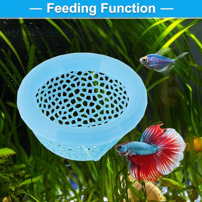 Floating Betta Cave & Hammock, Multi-Functional Hideout for Aquarium Blue - color: Blue