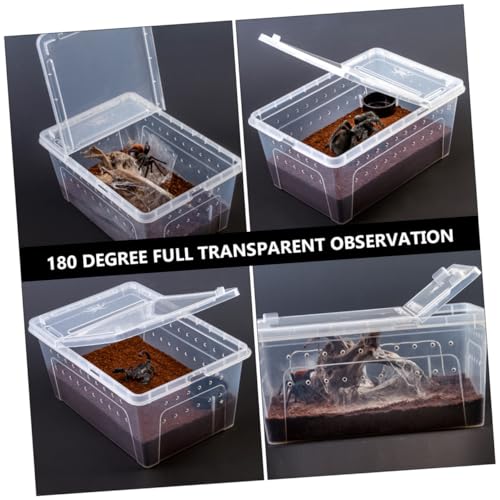 NOLITOY Transparent Reptile Feeding Box Set Durable Breeding Container for Snakes Lizards and Pets Easy to Clean with Breathable for Transport and Habitat Use