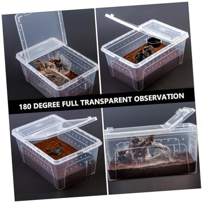 NOLITOY Transparent Reptile Feeding Box Set Durable Breeding Container for Snakes Lizards and Pets Easy to Clean with Breathable for Transport and Habitat Use