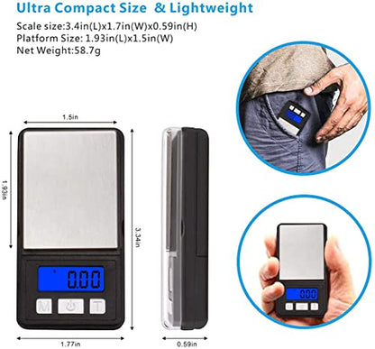 Fuzion Ultra Mini Gram Scale, 100/0.01g Mini Scale, Digital Pocket Scale, Small Jewelry Scale with Tray, Food Scale with 6 Units, Tare, LCD Display