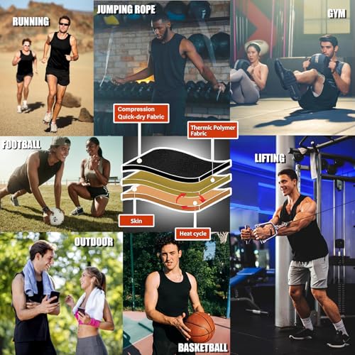Sauna Vest for Men Waist Trainer, Sleeveless Mens Sweat Sauna Suit Shirt Compression Tank Top - color: Golden Inner, size: XX-Large-3X-Large