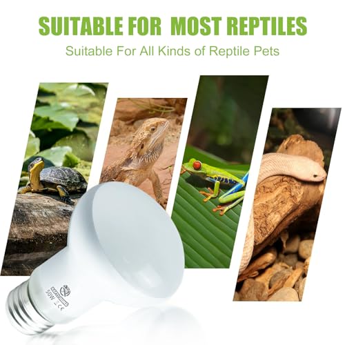 Reptile Heat Lamp Bulbs, 2 Pack 50W Simulate Natural Sunlight Heat Light Bulb, Amphibian Terrarium Basking Spot Lamp for Reptile, Bearded Dragon, Lizard, Turtle, Snake - color: Basking Bulb, size: Basking (2*50)