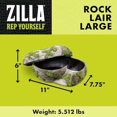 Zilla Rock Lair, Naturalistic Hide, Supports Shedding and Egg-Laying, Retains Humidity, Ideal for Snakes and Lizard, Large - size: Large