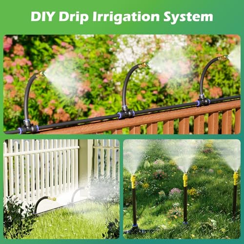 Drip Irrigation System 66 FT with 20 Nozzles, 360° Adjustable Bendable Garden Watering Misting System for Greenhouse, Yard, Lawn, Plant, Garden, 5/16 inch Hose (OD: 8mm) - color: 66 ft PU hose (5/16 in OD, 8mm)