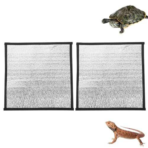 balacoo 2 Pcs Reflective Insulation Reptile Mat - 11.8" Under Tank Thermal Film for Snake Lizard Turtle - Maximizes Warmth for Reptile Heat Pad & Heat Tape
