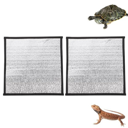 balacoo 2 Pcs Reflective Insulation Reptile Mat - 11.8" Under Tank Thermal Film for Snake Lizard Turtle - Maximizes Warmth for Reptile Heat Pad & Heat Tape