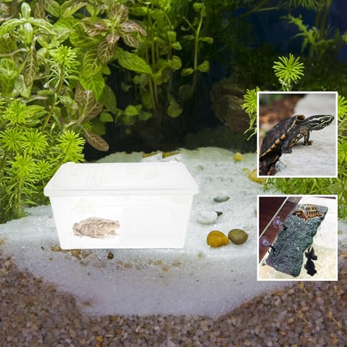 Large Transparent Turtle Tank Aquarium with Non-Slip Ramp and Basking Platform Amphibious Habitat for Reptiles Tortoises Frogs and Aquatic Pets Easy Water Change and Exercise Tank