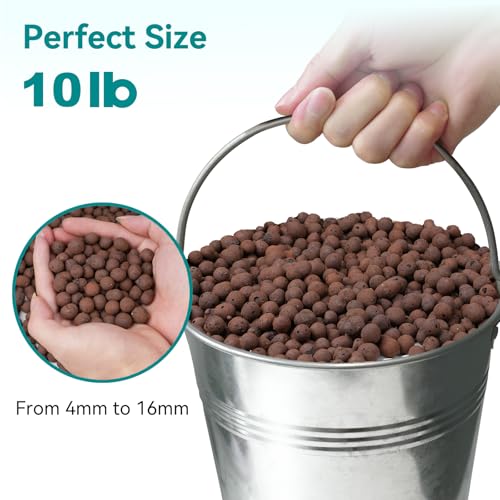 10 lbs LECA Clay Pebbles for Plants, 4-16mm Lightweight Clay Balls | for Plants Drainage, Hydroponic Growing, Aquaponics, Orchid Potting Mix, Natural LECA Balls for Soil Root Development