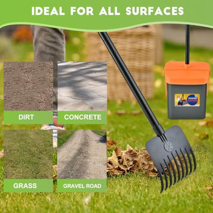 Dog Pooper Scooper for Large Dogs, 46" Long Handle Adjustable Pooper Scooper for Large Dogs，Dog Pooper Scooper with 75 Waste Bags，Large Capacity Swivel Bin & Rake