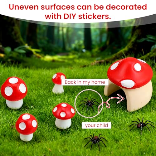 5PCS Jumping Spider Accessories with Mushroom Styling Platforms Enclosure, Spider Habitat Decor with Mushroom Hide, Resin Spiders Accessories and Jumping Spiders Enclosure Deco