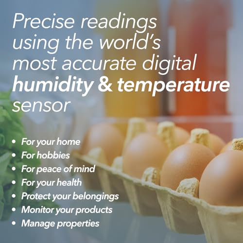 HT.w Smart Temperature Sensor & Humidity Sensor - Thermometer & Hygrometer w/App Monitoring - Water Resistant Temperature and Humidity Monitor w/Heat Index for RV, Fridge & More