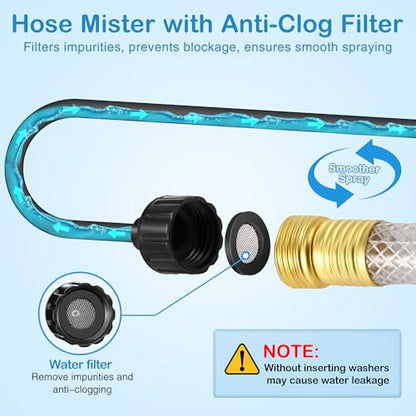 2 Pack Misters for Outside Patio, 60 Inch Flexible Hose Mister Cooling Stand Portable Water Misting for Cooling Outdoor, Mist System for Garden, Backyard, Bird Bath, Chicken Coop Water Mist (Black)