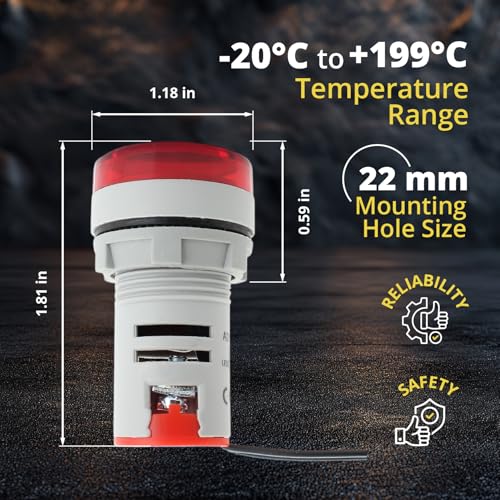 Digital LED Thermometer Display with Indicator Light, 22mm (7/8 inch) Mounting Hole, Energy-Saving Design, Temperature Range -20°C to +199°C Red (3 Pack) - style: Red -Thermometer
