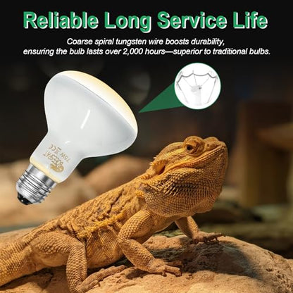 Pack of 4 Reptile Basking Light Bulbs - Incandescent 75W Simulated Sunlight UVA Heat Lamp Bulbs for Bearded Dragons, Geckos, Iguanas, Lizards, Amphibians & Small Pets - color: Uva Bulbs (4pcs), size: 75W