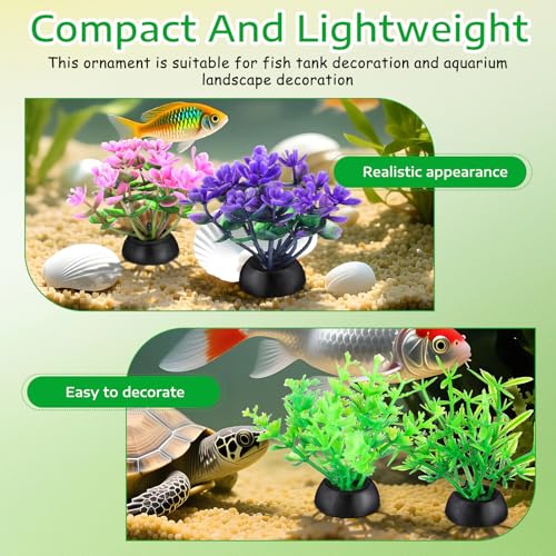 Veemoon 40 Pcs Artificial Aquarium Plants Fish Tank Decor, 1.97 Inches Mixed Style Plastic Aquatic Weeds, Small Fake Terrarium Vegetation Betta Turtle Accessories