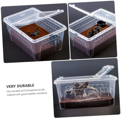 NOLITOY Transparent Reptile Feeding Box Set Durable Breeding Container for Snakes Lizards and Pets Easy to Clean with Breathable for Transport and Habitat Use