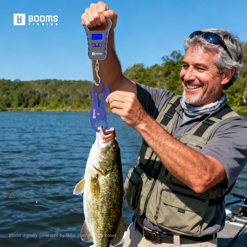 Booms Fishing Digital Fish Scale with Lip Gripper, 65lb Capacity, XW50 | Usb Charging, Lcd Display, 8 Memory Storage, Waterproof, Potrable Carry, One Hand Use, No Slip Grip, Fishing Tool Set - size: WIth fish gripper