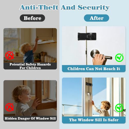 Alise Keyed Hasp Lock,4 Inch Safety Packlock Clasp Hasps Latch,Black Door Hinge Lock with Keys Keyed Locking Hasps for Cabinet,Closet,Drawer, Barn,Fence,Garage Doors | Heavy Duty Hasp Lock ,Attic Door Latch,Black Door Lock with Keys for Storage Cabinet,Cl