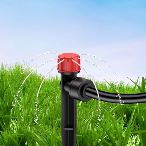 Pawfly 30 Pcs Push-to-Fit Drip Irrigation Emitters with Adjustable Water Flow Irrigation Drippers Drip Emitters Sprinklers with Stake & 8 Holes Drip Irrigation System Parts for 1/4 Inch Tubing - size: 30 PCS Drip Irrigation Vortex Emitters