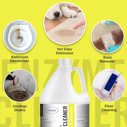 Multi-Purpose Probiotic Enzyme Citrus Cleaner, 1/2 Gallon (64 oz.) - Pet Stain and Odor Remover - Concentrated - Professional & Home Strength Drains, Floors, Bathrooms, Toilets Trash Can, Made in USA