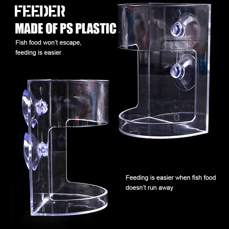 Floating Corner Feeder for Aquariums – 2-Pack 3.9″ × 2.8″ Clear Acrylic Feeding Station with Double Suction Cups, Keeps Flake & Pellet Food Contained for Fish, Koi & Turtles