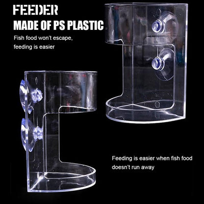 Floating Corner Feeder for Aquariums – 2-Pack 3.9″ × 2.8″ Clear Acrylic Feeding Station with Double Suction Cups, Keeps Flake & Pellet Food Contained for Fish, Koi & Turtles