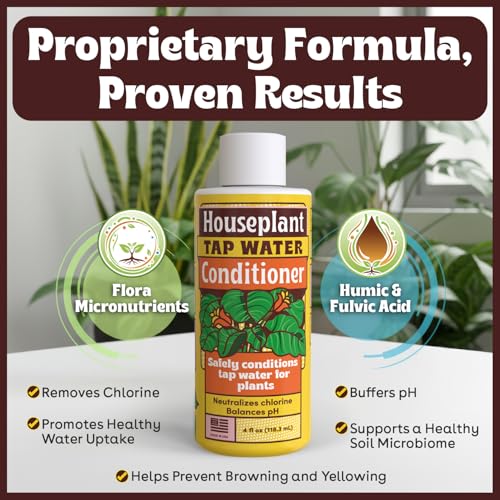 Tap Water Conditioner for Plants, 4 oz - Conditions Tap Water for Houseplants, Supports Balanced pH, Indoor Plant Care Drops for Root Support & Greener Leaves, Treats 500+ Gallons, 2–3 Day Results
