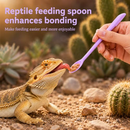 Jeffdad 8 Pcs Reptile Spoon, Crested Gecko Food Mixing Spoon Reptile Powder Fruit Mixing Stirring Food Feeding Spoons Long Handle Feeding Tool fit Gargoyle Bearded Dragon Lizard
