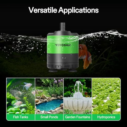 VIVOSUN 400GPH Sub Water Pump for Fish Tank, Pond, Aquarium, Hydroponics | 20W Submersible Water Pump, with Adjustable Flow, 4.9ft Tubing, Additional Ceramic Shaft, and Outlet Adapters, for Fountains - size: 5"×4"-400