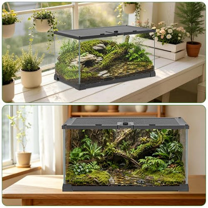 12" x 8" x 6" Small Glass Reptile Terrarium Tank | Top-Opening Mesh Lid with Latch, Fully Assembled Enclosure for Tarantulas, Frog, Isopods and Small Reptiles - size: 12" x 8" x 6"