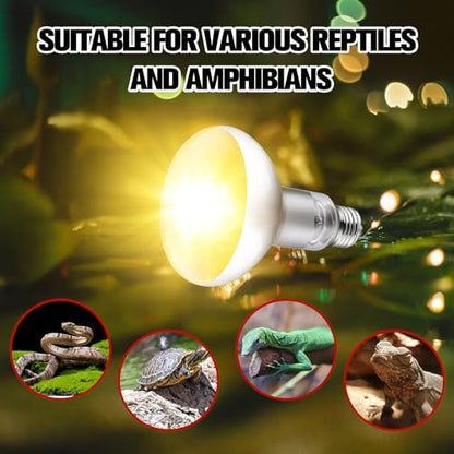 100W Reptile Heat Lamp Bulb Full Spectrum UVA UVB Sun Lamp | Basking Light for Bearded Dragon, Mercury Vapor Bulb for Reptiles and Amphibians - size: 100W