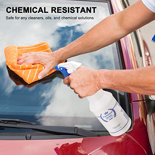 Plastic Spray Bottles 2 Pack, 32 Oz, Heavy Duty Sprayer, All-Purpose, Blue | Chemical Resistant, Mist & Stream, Leak-Proof, Better Trigger, Measurements, for Cleaning Solutions, Planting, Car Detailing - color: Blue