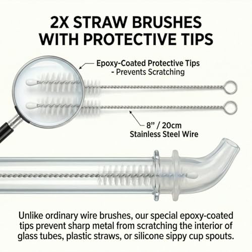 Aquarium Tube Cleaning Brush Kit, 61-Inch Flexible Double-Ended Hose Brush | 3-Piece Lily Pipe Brush Set: 1-Inch and 0.47-Inch Nylon Heads, 2 8-Inch Straw Brushes for Long Filter Tubing and Fish Tanks