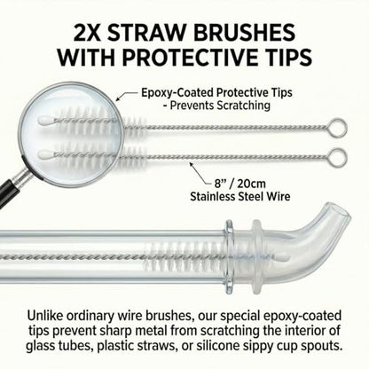 Aquarium Tube Cleaning Brush Kit, 61-Inch Flexible Double-Ended Hose Brush | 3-Piece Lily Pipe Brush Set: 1-Inch and 0.47-Inch Nylon Heads, 2 8-Inch Straw Brushes for Long Filter Tubing and Fish Tanks