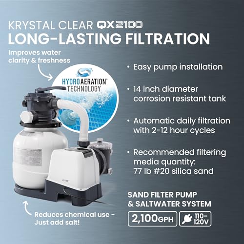 INTEX Ultra XTR 24ft x 12ft x 52in Above Ground Swimming Pool Set w/Pump | 26367EH - 2100 GPH Sand Filter Pump, Saltwater System, Maintenance Kit & Volleyball Game Included - Strong Galvanized Steel - size: 24' x 12', style: Saltwater System