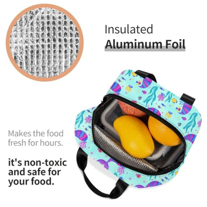 Adult Mermaid Glitter Print Insulated Cooler Tote Bag | Mermaid Glitter Art, Water-Resistant Foam Thermal Bag, Multi-Pocket Organizer for Work & Travel - color: Pattern (867)