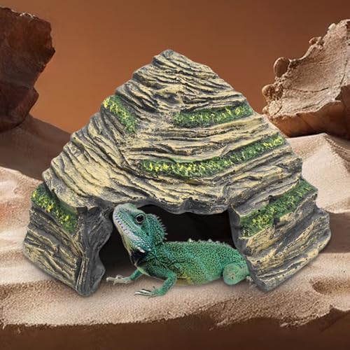 EATAKWARD Gecko Hide Shale Scape Step Ledge, Reptile Cave Hideout Tank Accessories Decorations, Ideal for Reptiles, Amphibians, Leopard Gecko, Lizard, Frogs, Turtle (Like Stone, 6 * 6 * 4inch) - color: Like Stone, size: 6*6*4inch