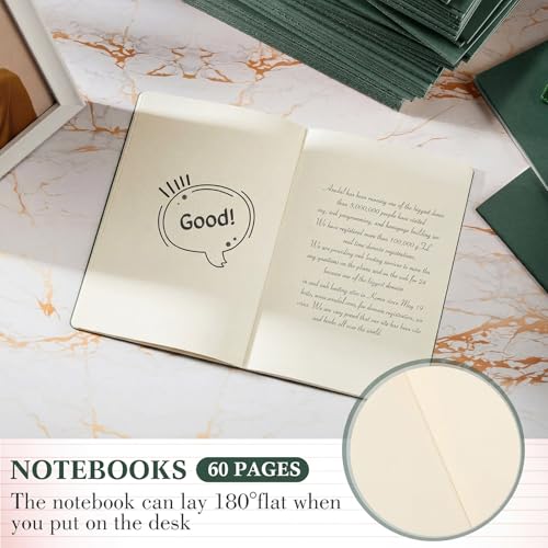 100 Pcs Journals Notebooks Bulk - Kraft Softcover A5 Small Notebooks 5.5 Inch x 8.3 Inch Notepads with 60 Page 30 Sheet for Writing Sketch Travel Office Supplies (Green,Unlined) - color: Green, style: Unlined