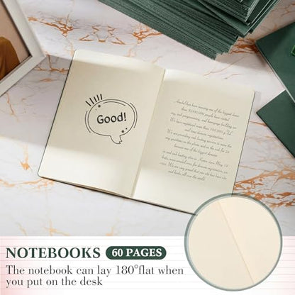 100 Pcs Journals Notebooks Bulk - Kraft Softcover A5 Small Notebooks 5.5 Inch x 8.3 Inch Notepads with 60 Page 30 Sheet for Writing Sketch Travel Office Supplies (Green,Unlined) - color: Green, style: Unlined