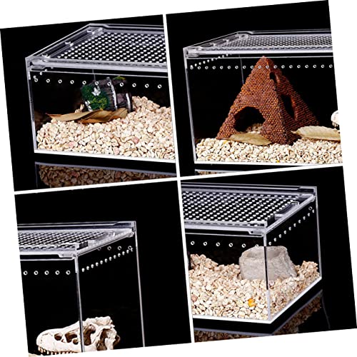 Climbing Pet Feeding Box Transparent Leak Reptile Breeding Container for Spiders Geckos Frogs Snakes for Safe Transport Habitat Observation