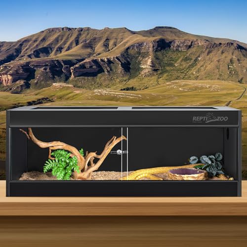 REPTI ZOO 68 Gallon PVC Reptile Terrariums, 48x18x18 Reptile Tanks Enclosure for Bearded Dragon Ball Python Snake Gecko, PVC Reptile Lounge Habitat with Glass Sliding Door & Top Screen Ventilation - style: 48x18x18"