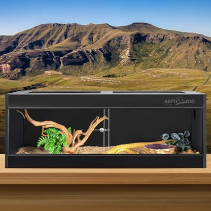 REPTI ZOO 68 Gallon PVC Reptile Terrariums, 48x18x18 Reptile Tanks Enclosure for Bearded Dragon Ball Python Snake Gecko, PVC Reptile Lounge Habitat with Glass Sliding Door & Top Screen Ventilation - style: 48x18x18"