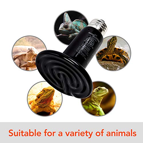 REPTI ZOO Reptile Ceramic Infrared Heat Emitter,110V 100W Infrared Bulb for Reptile Pet Coop and Glass Terrarium (Pack of 2) - size: 1 Count (Pack of 2)