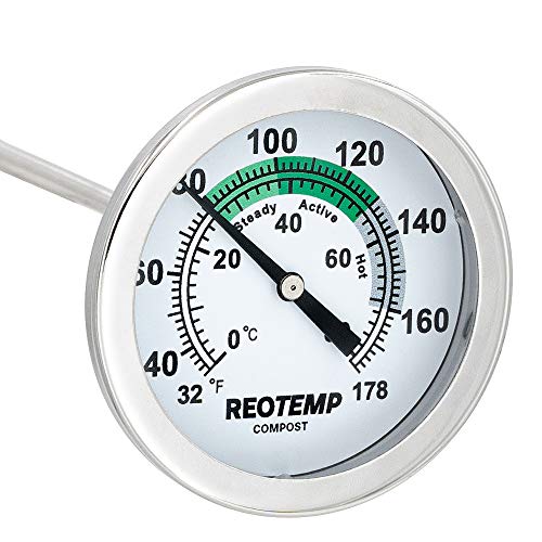 K83B1 12 Inch Soil & Compost Thermometer with Digital Composting Guide, 32-178 Fahrenheit and Celsius
